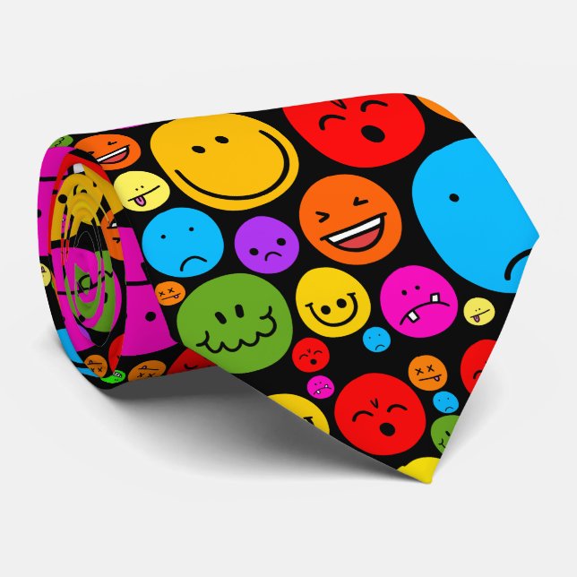 Roliga Emoji-stämningar Slips (Rullad)