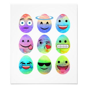 Roliga Emojis, påskEmoji ägg, Emoticonägg Fototryck