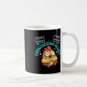 Roliga engelska grammatikproblem Kyckling interpun Kaffemugg