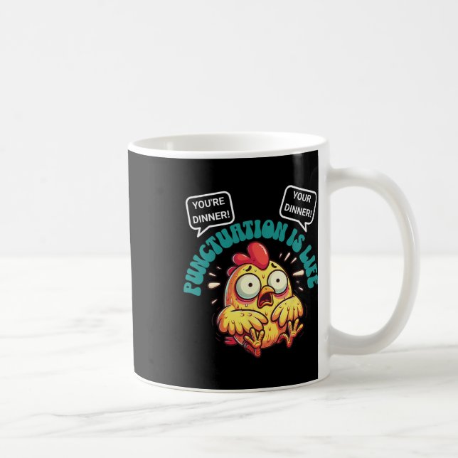 Roliga engelska grammatikproblem Kyckling interpun Kaffemugg (Höger)