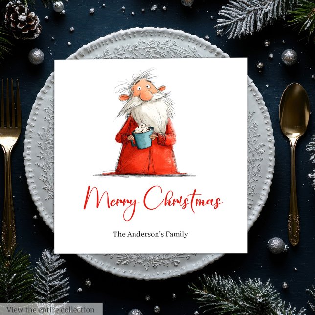 Roliga excentriska julnappar med Tomte Pappersservett (Funny Quirky Santa Claus Festive Holiday Napkins)