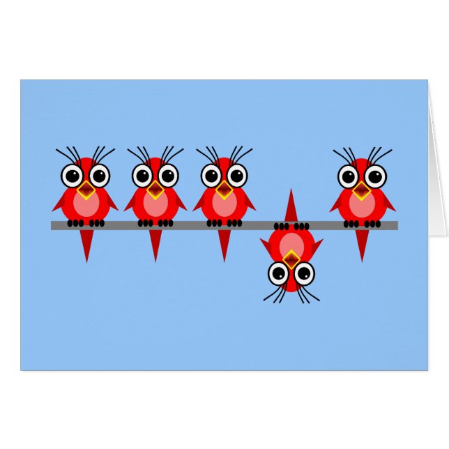 roliga fåglar hälsningskort (Framsidan Horizontal)