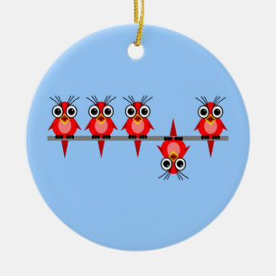 roliga fåglar julgransprydnad keramik