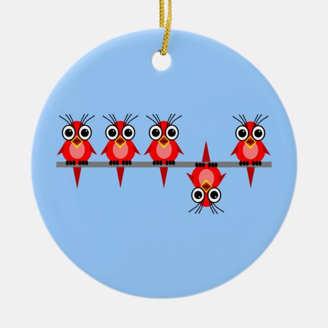 roliga fåglar julgransprydnad keramik (Framsidan)