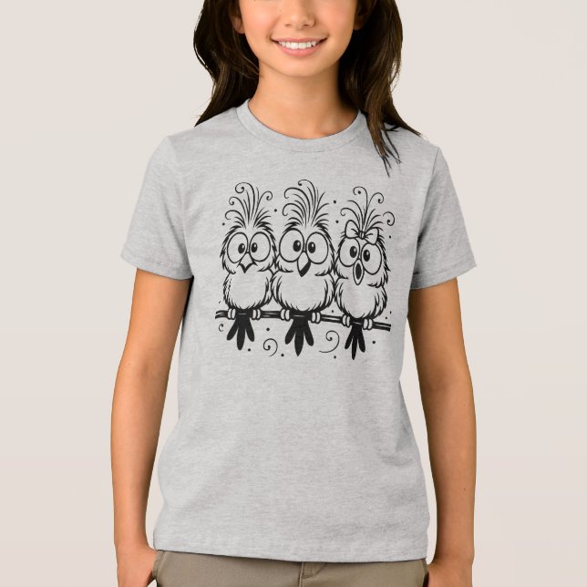 Roliga Fåglar Tecknad-56456 T Shirt (Framsida)