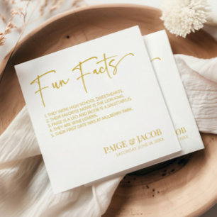 Roliga Fakta Champagne Vit Klassisk Minimal Bröllo Pappersservett