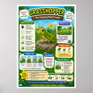 Roliga fakta om gräshoppor för barn poster