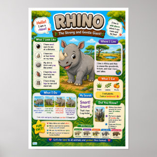 Roliga Fakta Om Noshörning För Barn Poster