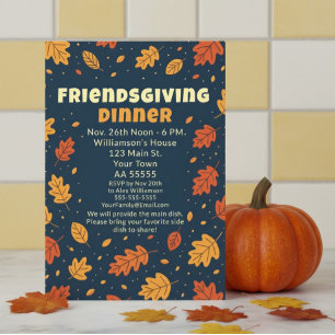Roliga fallande löv Friendsgiving-kort Julkort