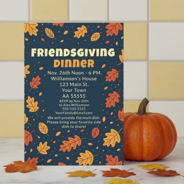 Roliga fallande löv Friendsgiving-kort Julkort (Skapare uppladdad)