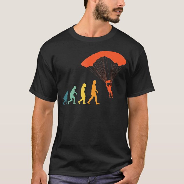 Roliga Fallskärmshoppare Evolution Retro Fallskärm T Shirt (Framsida)