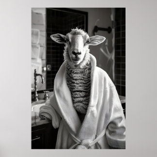 Roliga får i badräkningsmönster sällsamt badrum poster