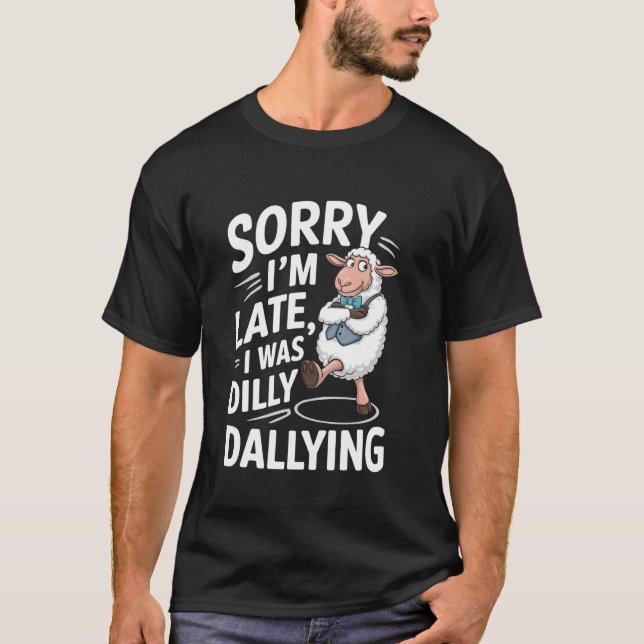 Roliga får som dröjer sig kvar sent meme t shirt (Framsida)