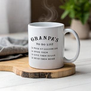 Roliga Farfars att göra-lista Humor personliggjord Kaffemugg