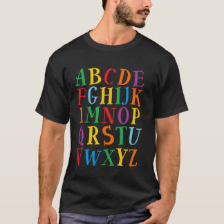Roliga färgbokstäver alfabet lära sig ABC förskola T Shirt