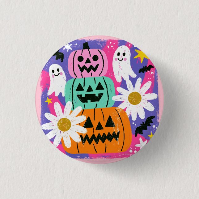 Roliga färger Halloween-present Knapp (Framsida)