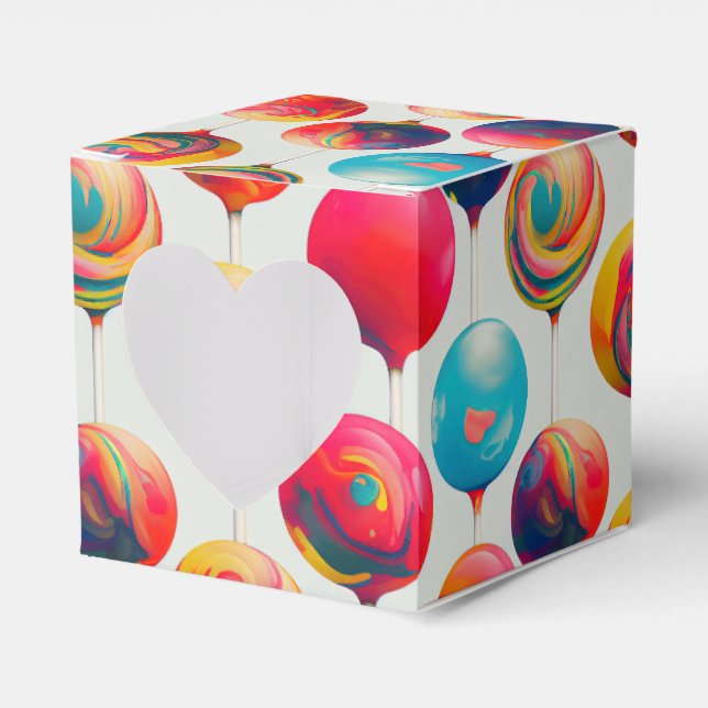 Roliga färgglada lollipops presentaskar (Framsidan Sidan)