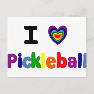 Roliga färgglada Pickleball-bokstäver konst Vykort