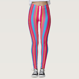 Roliga färgglada ränder i flera färger leggings