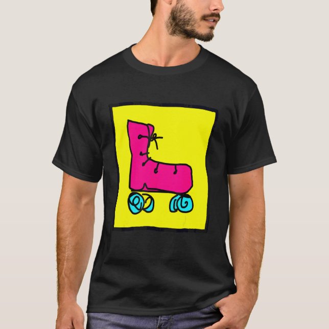 Roliga färgglada rullskridskor t shirt (Framsida)