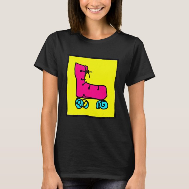 Roliga färgglada rullskridskor t shirt (Framsida)
