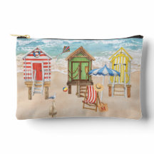 Roliga färgglada strandstugor Vattenmonogram