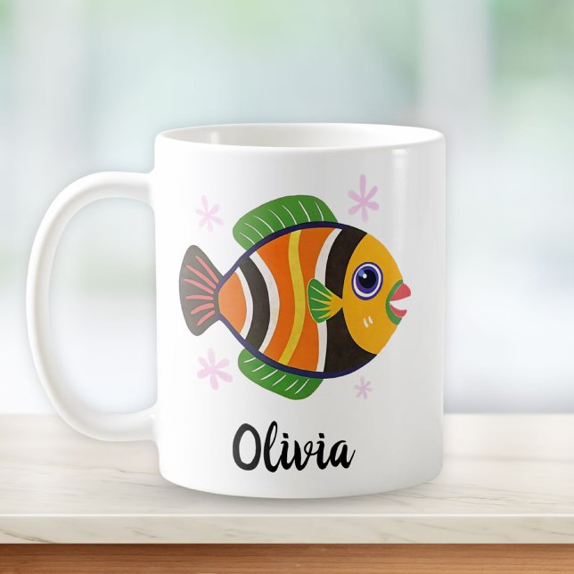 Roliga färgglada tropiska fiskar Personlig Kaffemugg (Skapare uppladdad)