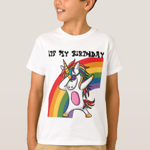 Roliga färgrika badda Unicornbarn T Shirt