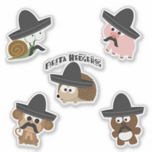 Roliga Fiestadjur med Sombreros och mustascher Klistermärken