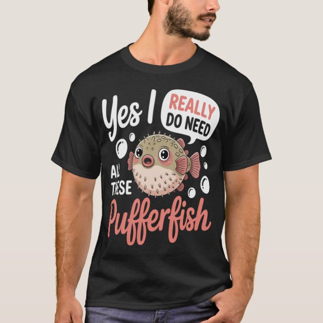 Roliga Fiskar Söt Ballongfisk T Shirt (Framsida)
