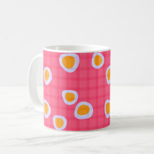 Roliga fläckar på en korallrosa rutig bakgrund kaffemugg