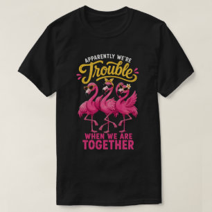 Roliga Flamingo Bästa Vänner Trubbel T Shirt