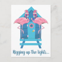 Roliga flamingo julbelysning strandstuga