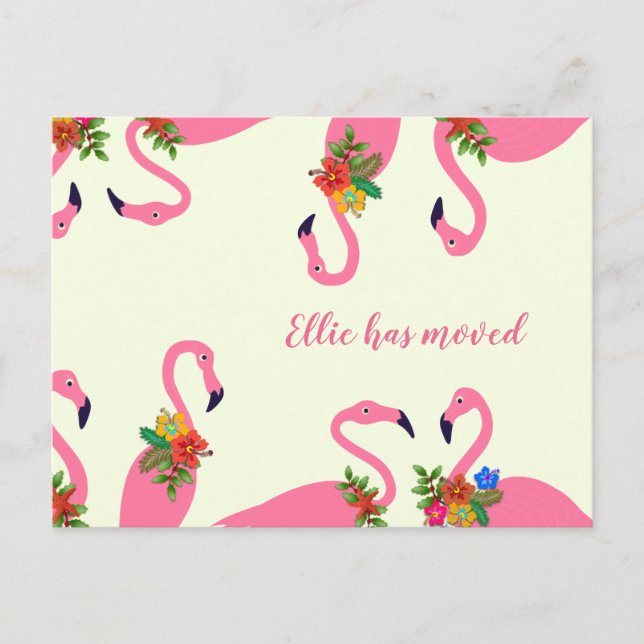 Roliga flamingos ny adress meddelande vykort (Framsida)
