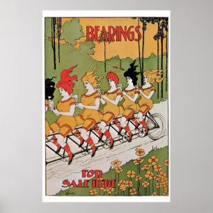 Roliga flickor för vintageart nouveau på en poster