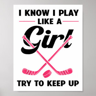 Roliga flickors hockeydesigns för kvinnor landhock poster
