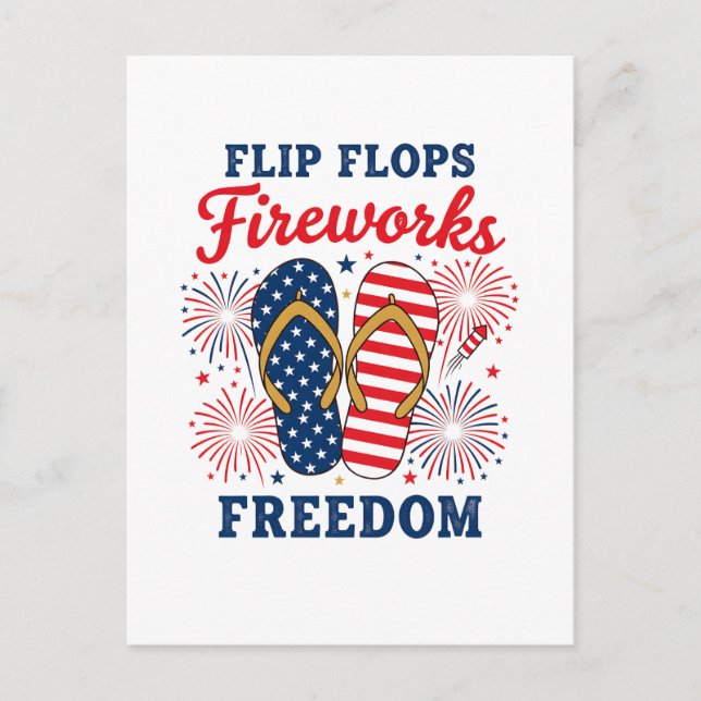 Roliga Flip-flops fyrverkerier Frihet Patriotisk  Vykort (Framsida)