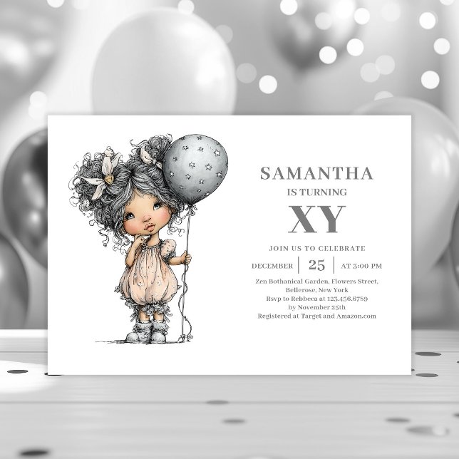 Roliga födelsedagsinbjudningar för 3-årig flicka i inbjudningar (Funny Toddler Girl Black Gold 3rd Birthday Invitation

)