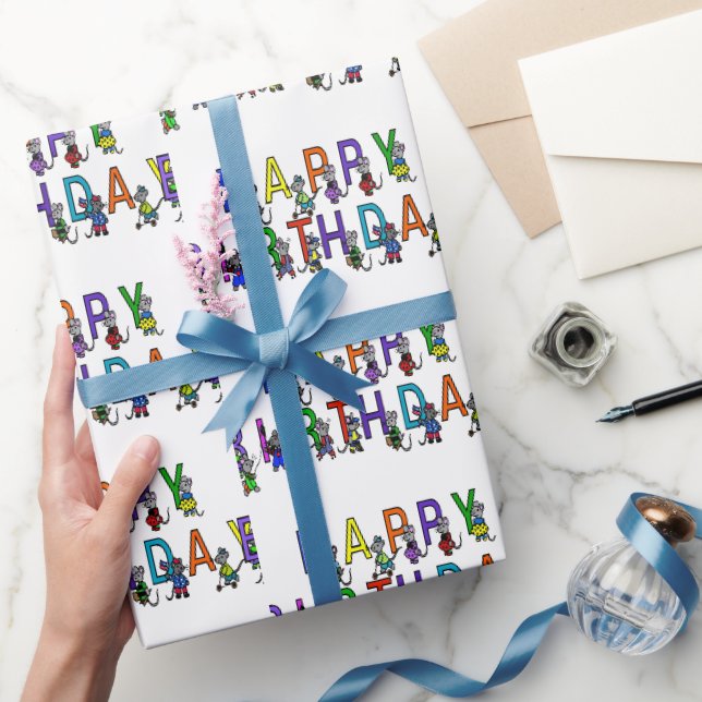 Roliga födelsedagsmöss presentpapper (Gifting)
