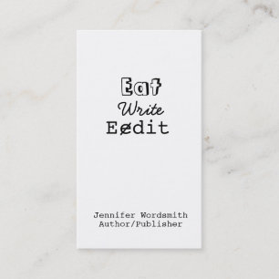 Roliga författarevisitkortar äter skriva redigerar visitkort