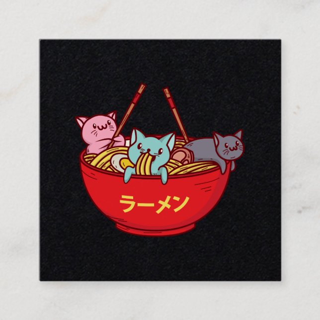 Roliga förtjusande japanska Ramen för Kawaii Fyrkantigt Visitkort (Framsida)