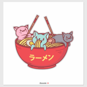 Roliga förtjusande japanska Ramen för Kawaii Klistermärken