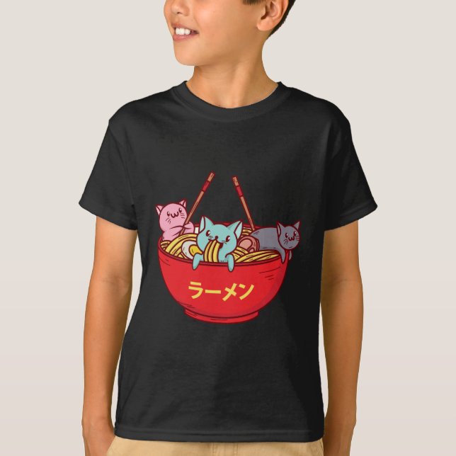 Roliga förtjusande japanska Ramen för Kawaii T Shirt (Framsida)