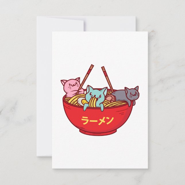 Roliga förtjusande japanska Ramen för Kawaii Tack Kort (Framsida)