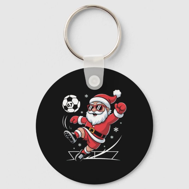 Roliga fotbolls tomte 67 meme jul Xmas pyjamas  Nyckelring (Framsida)