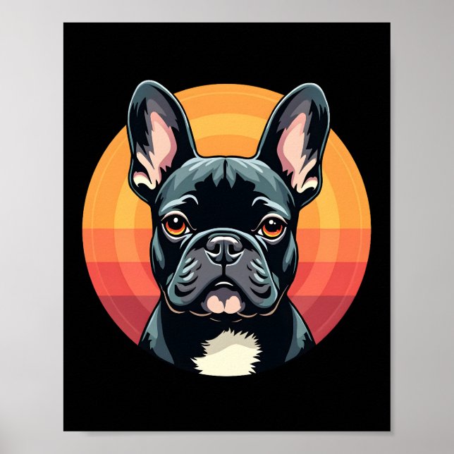 Roliga franska Bulldog Retro-outfitter Kläder Söt  Poster (Framsidan)