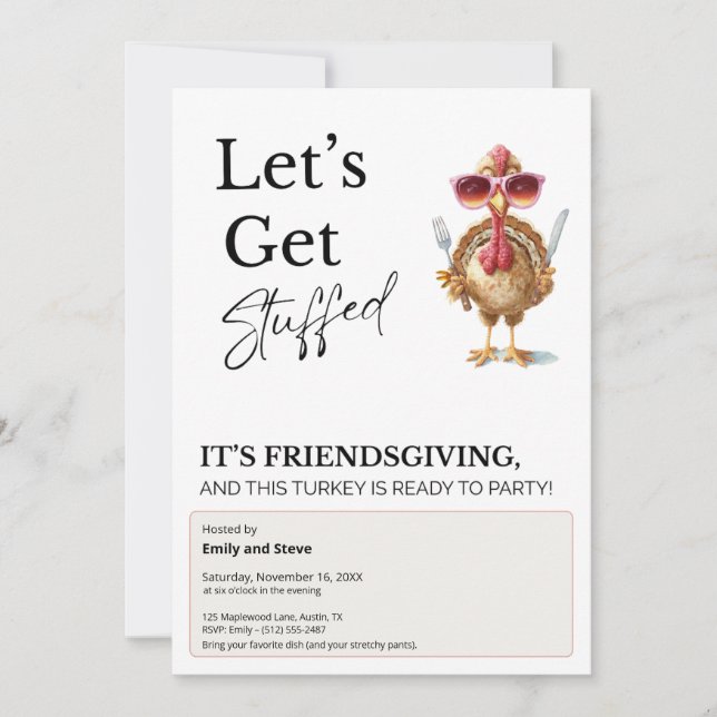 Roliga Friendsgiving  Inbjudningar (Framsida)