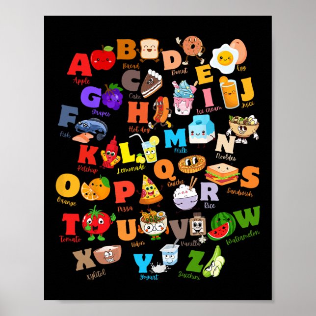 Roliga Frukter Och Matbloggare Alfabetet Abcs Förs Poster (Framsidan)
