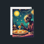 Roliga Funky Robotar som äter Stekta Ägg Vykort<br><div class="desc">En utomjordisk robot som äter några stekta ägg AI-genererad konst</div>