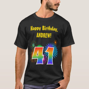 Roliga fyrverkerier + Regnbågemönster "41" T Shirt